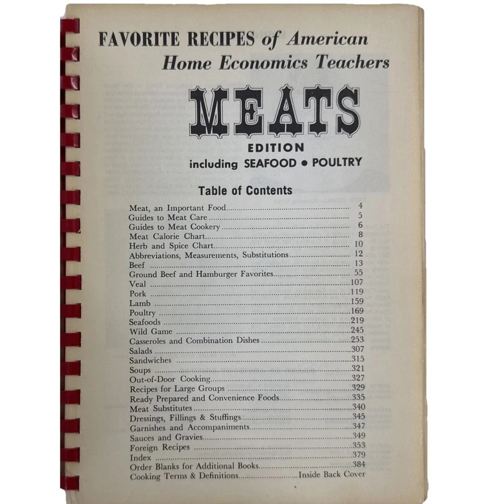 Favorite Recipes of American Home Economics‎ Teachers Meats Spiral Cookbook 1962